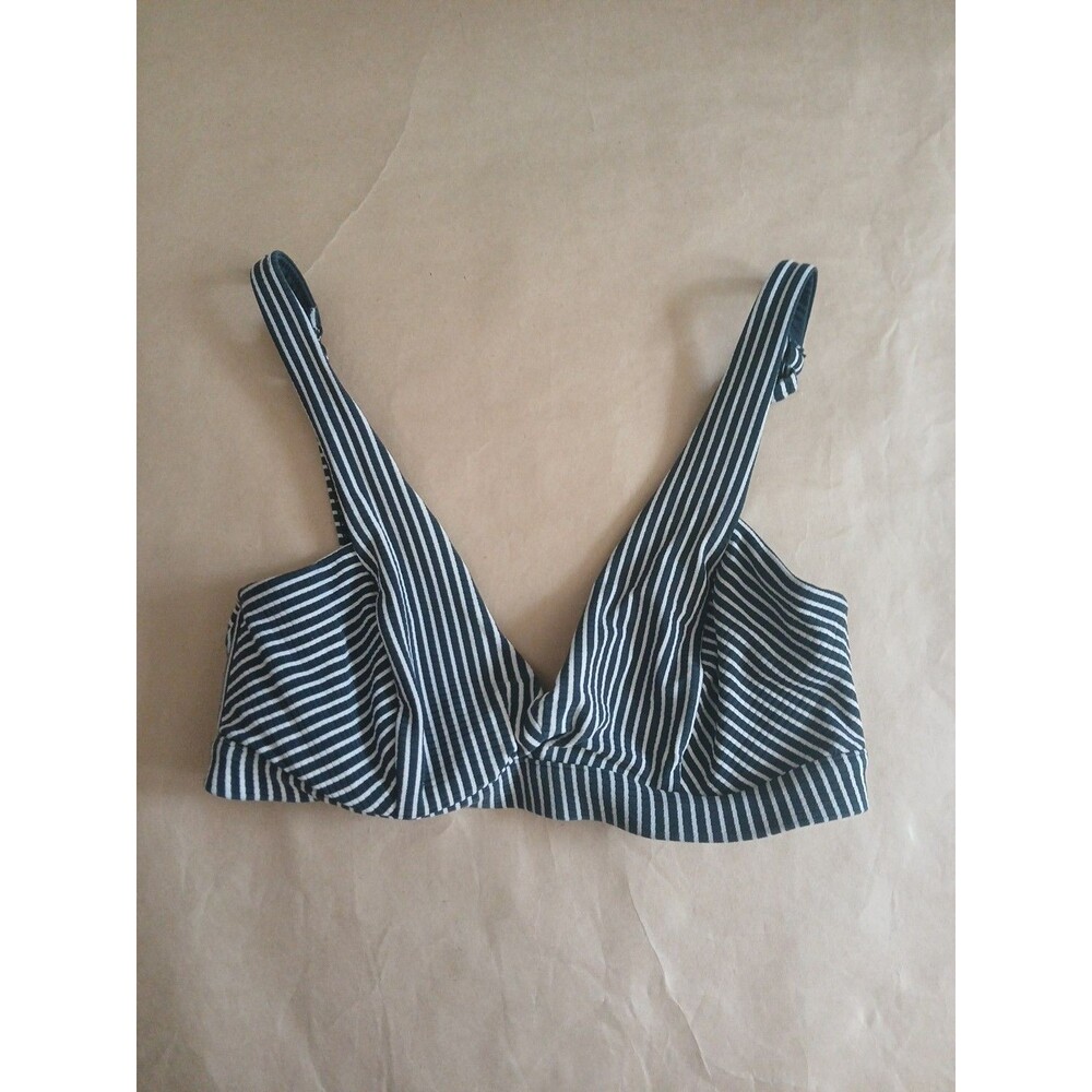 Seafolly Bikini Top Womens 10 Striped Blue White Nautical Maritime Beach Summer